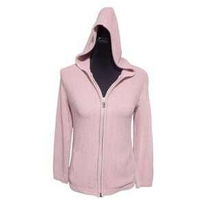 Fashion Essentials Pink Hooded Zip-Up Sweater With Pockets.